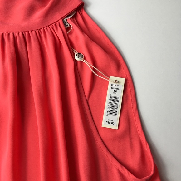 Maxstudio tie neck blouse in deep coral - Picture 12 of 14